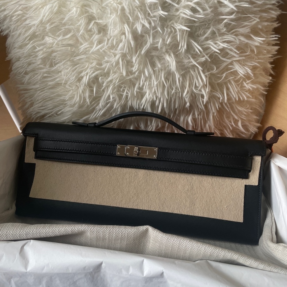 NWT hermes kelly cut swift black silver